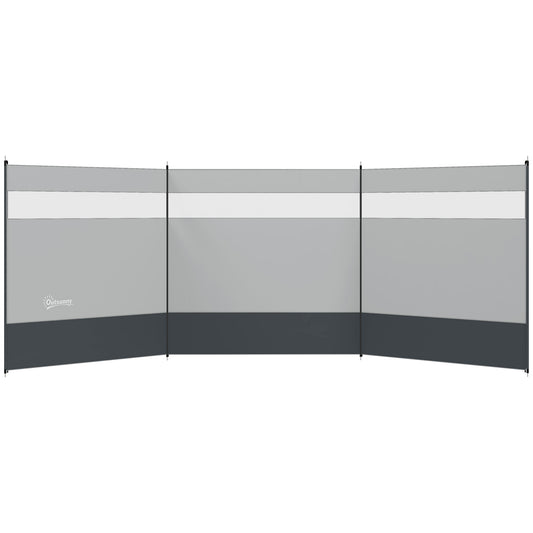 Beach/Camping Windbreaks with Clear Windows and Carry Bag, 440 x 140cm, Grey