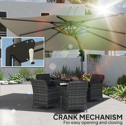 3.7 x 2.7 m Cantilever Parasol w/ 360° Rotation, Grey Wood Effect