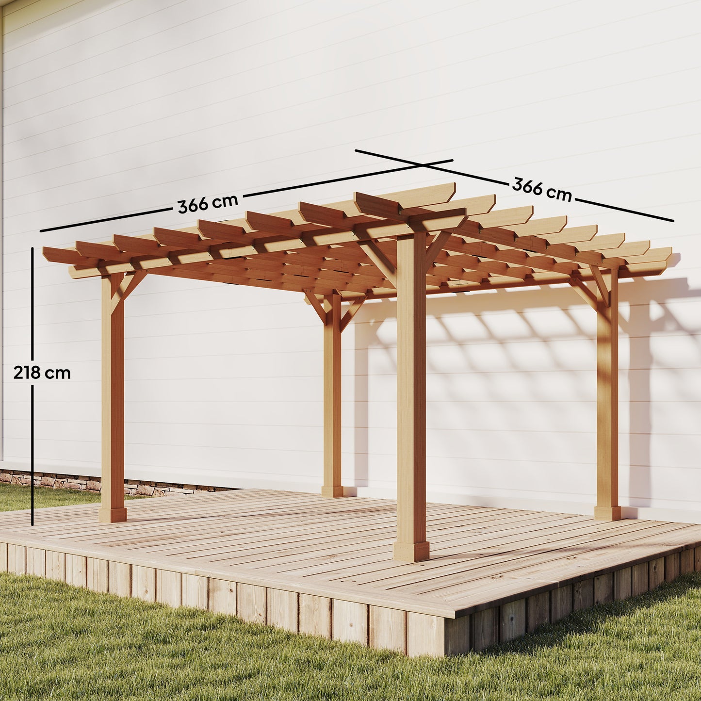 3.6 x 3.6m Graden Pergola Kit, Wooden Grape Trellis, Dark Brown