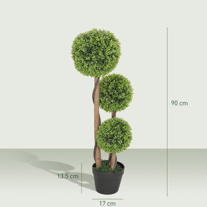 Artificial Plants Boxwood Ball Topiary Trees Set of 2 Indoor Outdoor