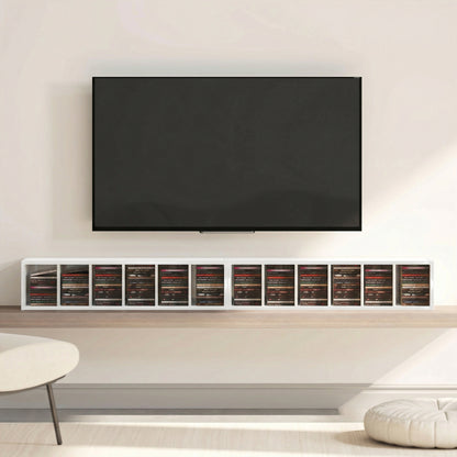 Set of 2 CD Storage Units with Adjustable Shelves, High Gloss White