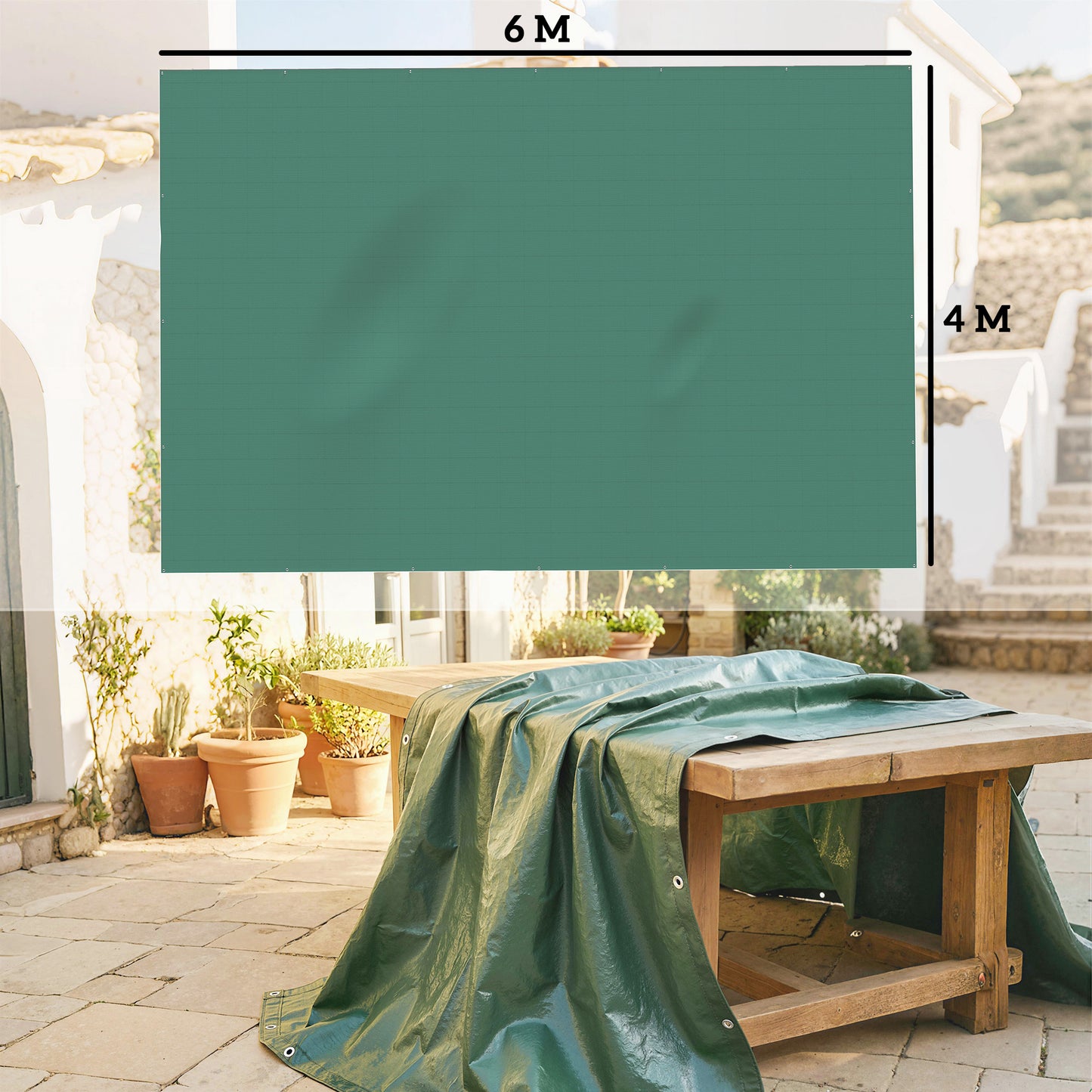 4 x 6m Waterproof Tarpaulin, 90GSM Tear-Resistant PE Tarp