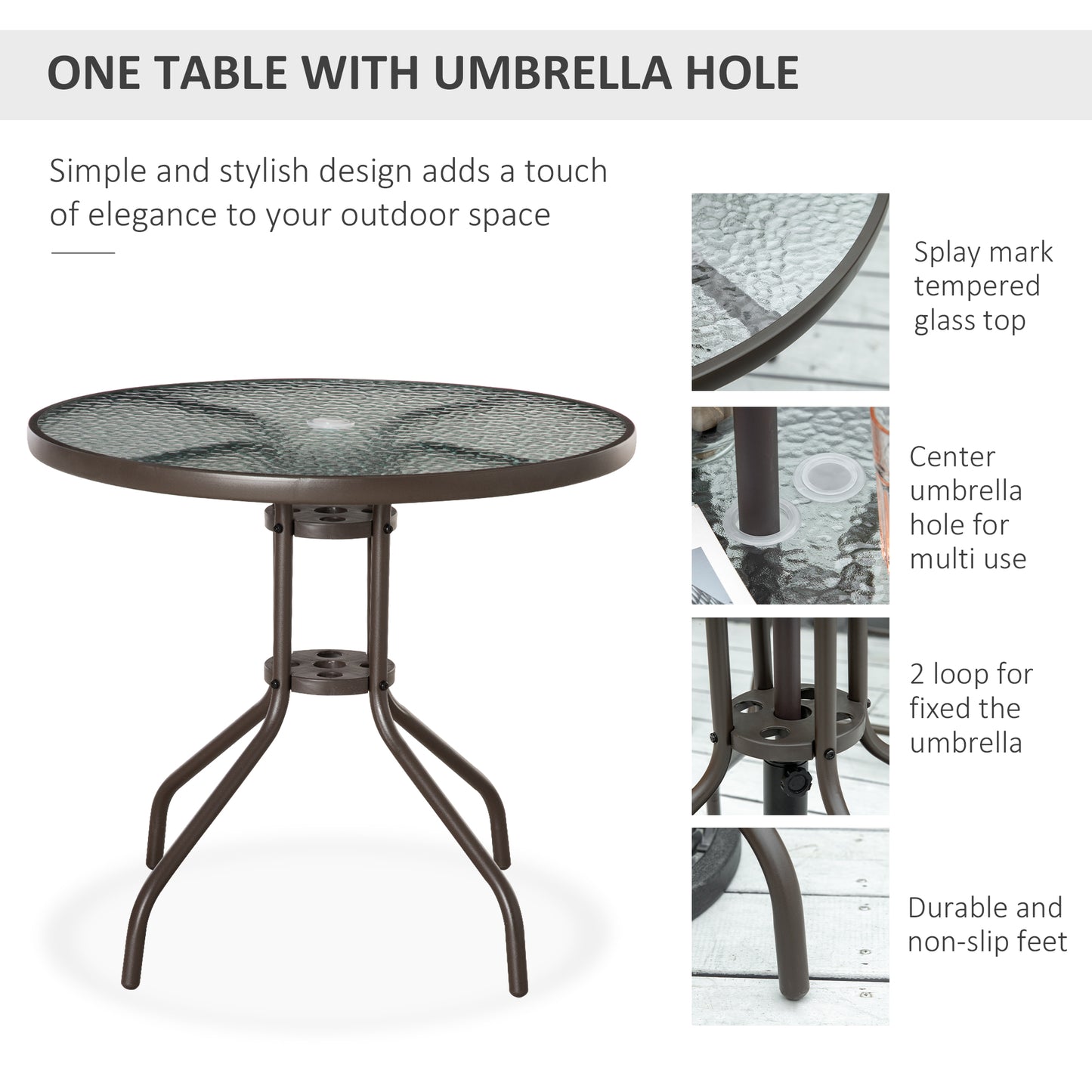 6 Piece Patio Dining Set with Garden Umbrella 4 Folding Chairs, Grey