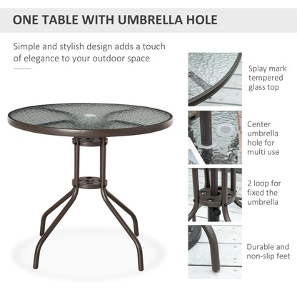 6 Piece Patio Dining Set with Garden Umbrella 4 Folding Chairs, Grey