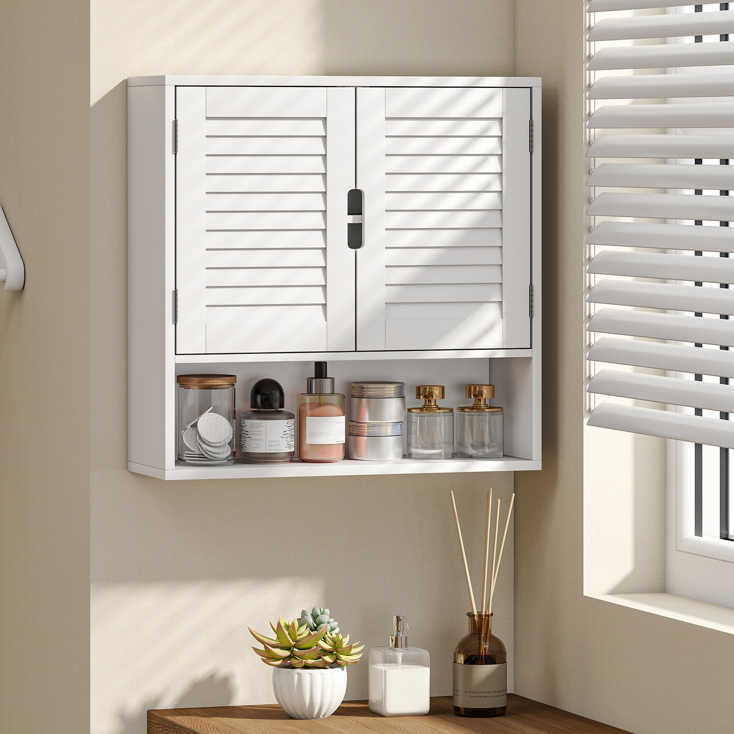 Bathroom Cabinet, Wall Mounted Cabinet with Adjustable Shelves, White