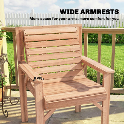Wood Garden Chair Outdoor Dining Chair with Curved Seat, Natural
