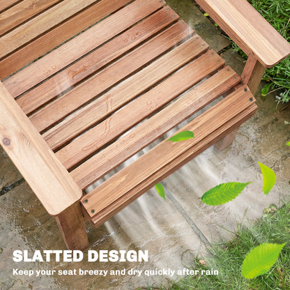 Wood Garden Chair Outdoor Dining Chair with Curved Seat, Natural
