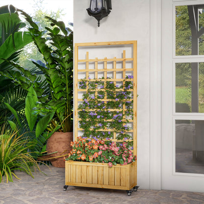 Warehouse Clearance Sale - Wooden Trellis Planter, Raised Garden Bed with Wheels and Bed Liner, to Climb and Grow Vegetables, Herbs and Flowers