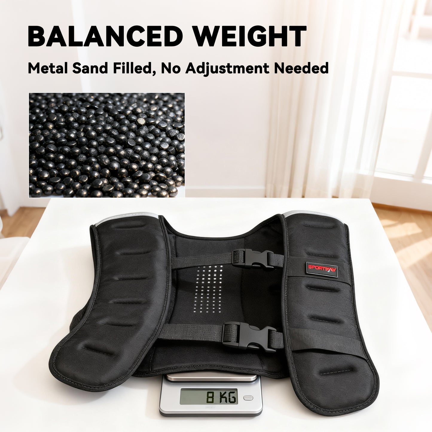 8kg Weighted Vest with Adjustable Straps and Reflective Strips