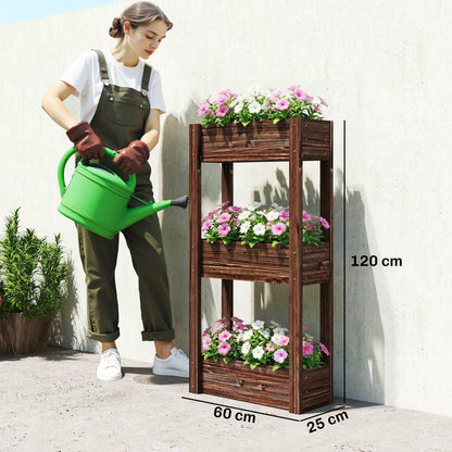3-Tier Wooden Raised Planter, Raised Garden Bed on Legs