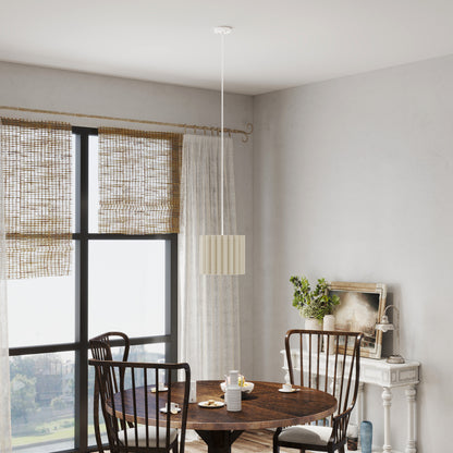 Linen Pendant Light, E27 Lampshade for Living Room, Bedroom, White