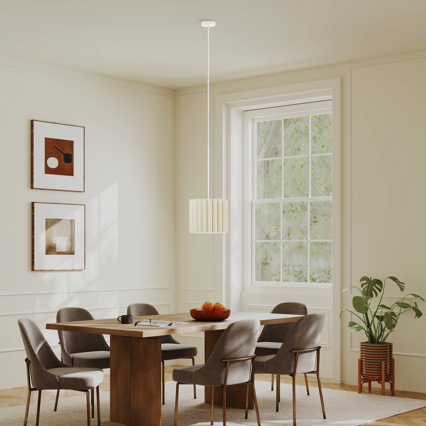 Linen Pendant Light, E27 Lampshade for Living Room, Bedroom, White