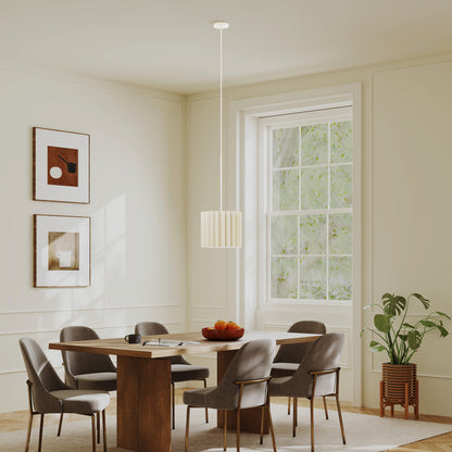 Linen Pendant Light, E27 Lampshade for Living Room, Bedroom, White