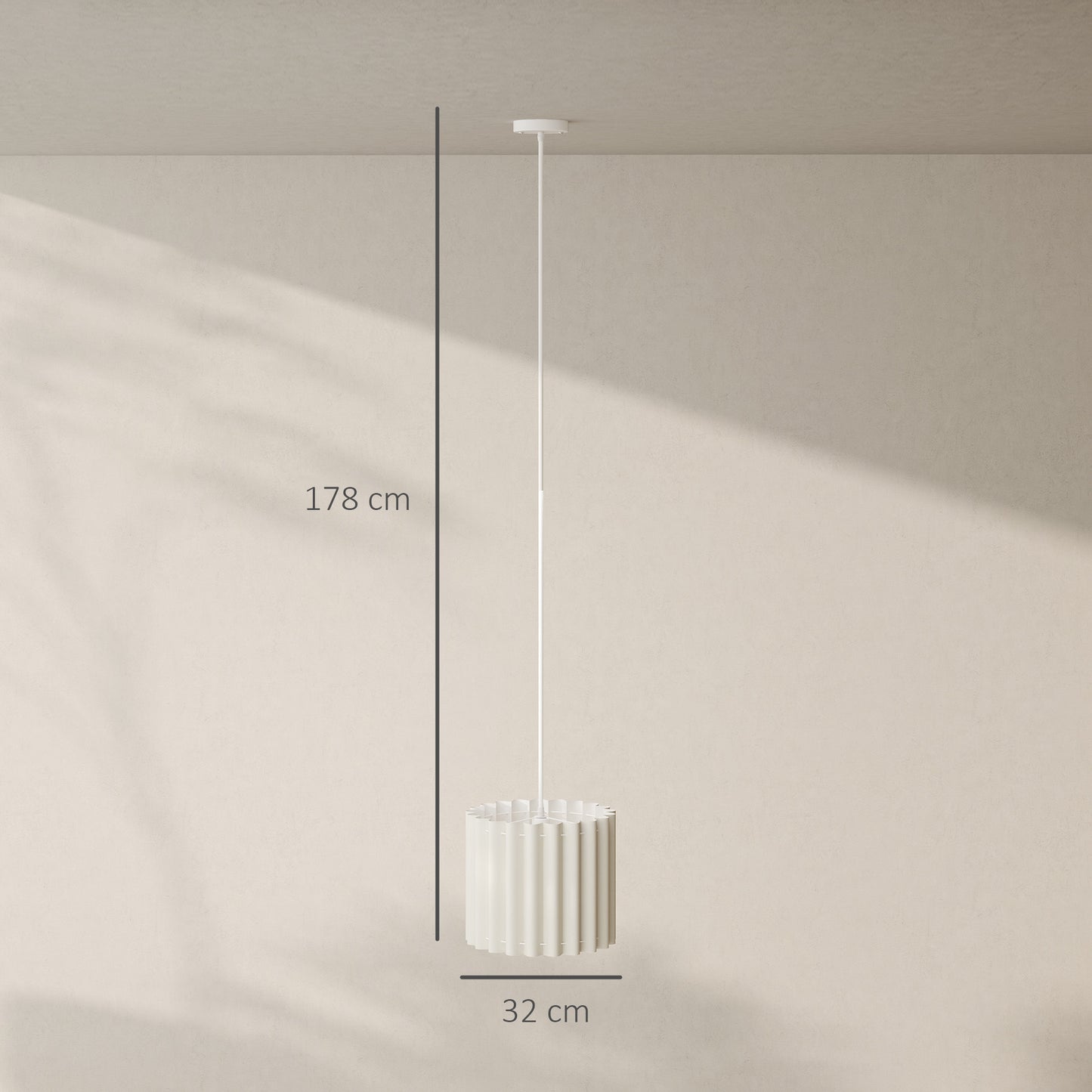 Linen Pendant Light, E27 Lampshade for Living Room, Bedroom, White