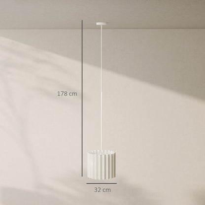 Linen Pendant Light, E27 Lampshade for Living Room, Bedroom, White