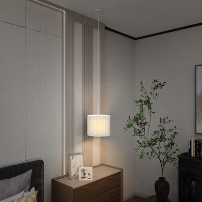 Linen Pendant Light, E27 Lampshade for Living Room, Bedroom, White