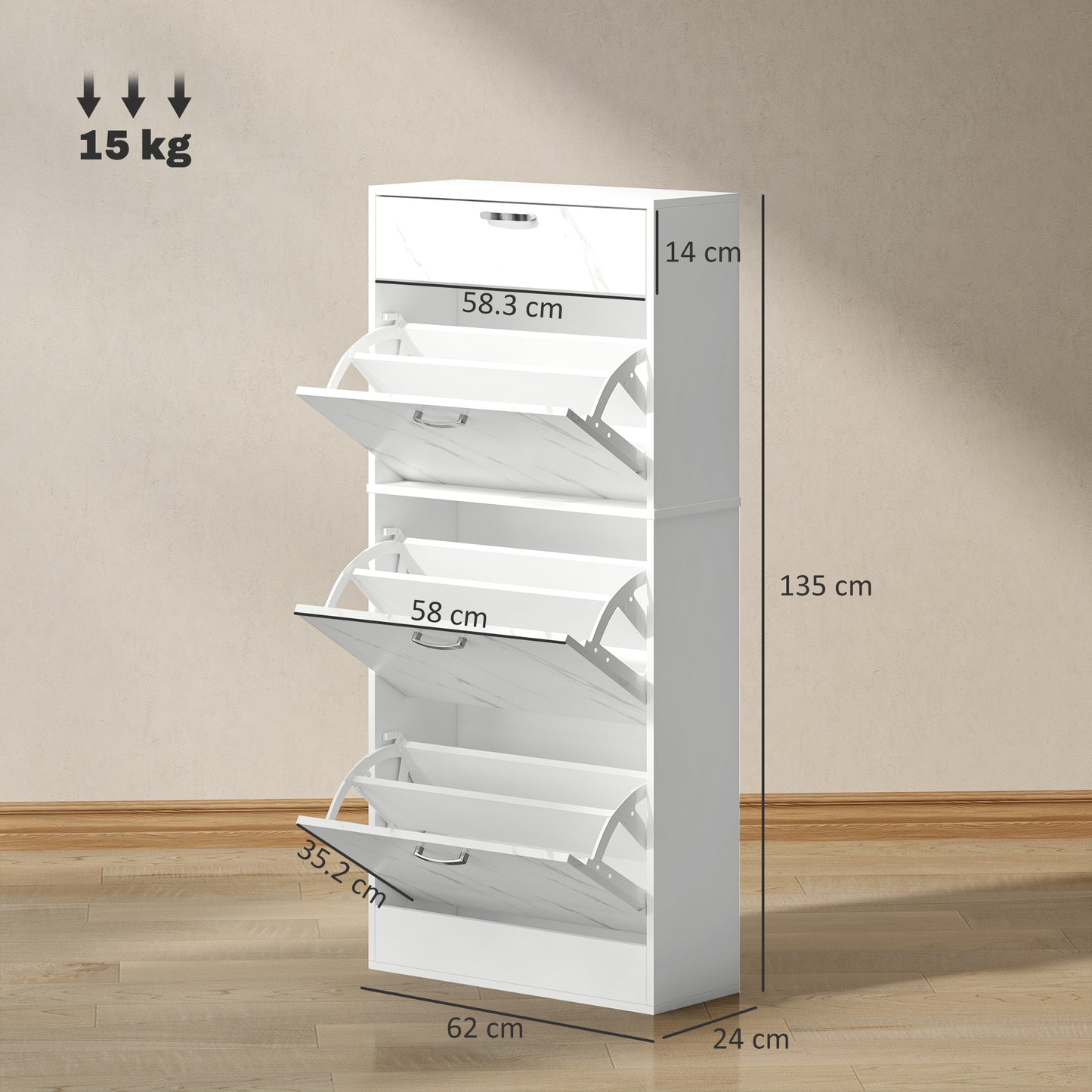 Shoe Cabinet w/ 4 Drawers Shoe Storage Organiser for 18 Pairs Black