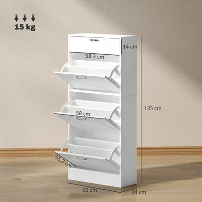 Shoe Cabinet w/ 4 Drawers Shoe Storage Organiser for 18 Pairs Black
