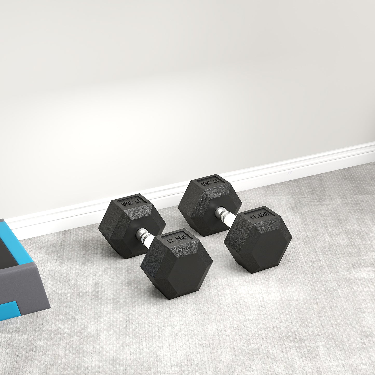 35KG Rubber Hex Dumbbell Portable Hand Weights Home Gym
