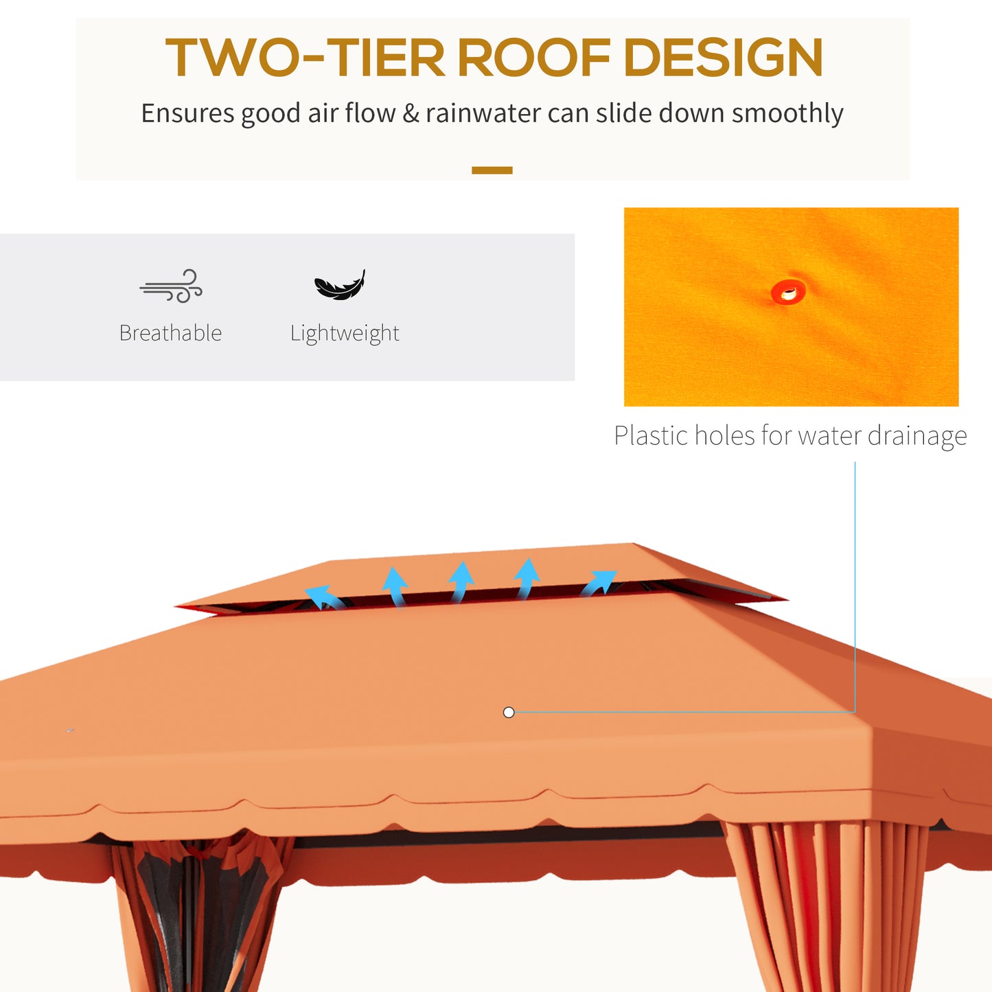 3m x 3.6m Aluminium Gazebo Canopy Patio Marquee Party Tent Orange
