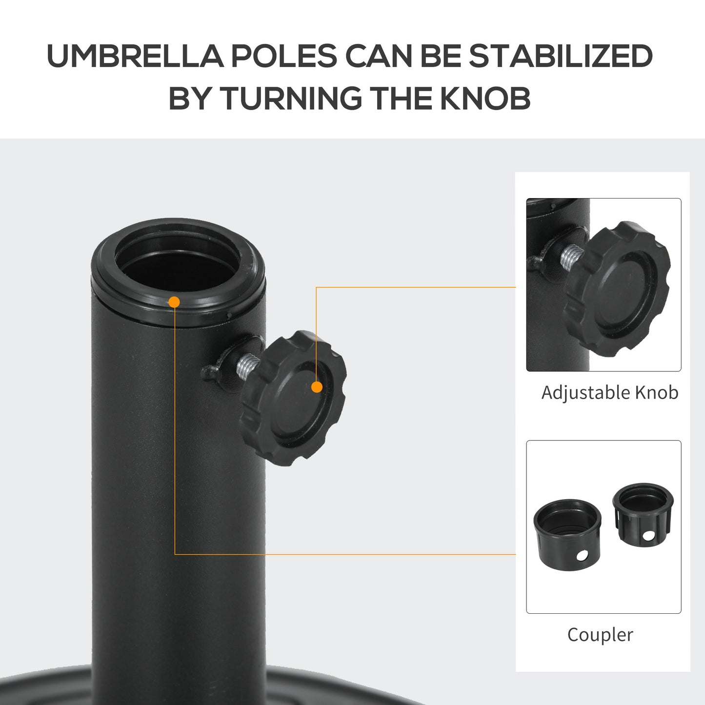 13 kg Patio Umbrella Base Stand, Concrete Umbrella Holder, Black
