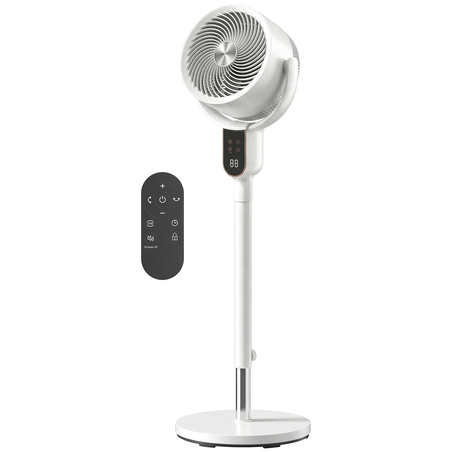 20 dB Silent Standing Fan for Bedroom, 42" Pedestal Fan with 70° Oscillating, 90° Vertical Tilt, 8 Speeds, Remote Control, 12H Timer, Adjustable Height, Child Lock, White