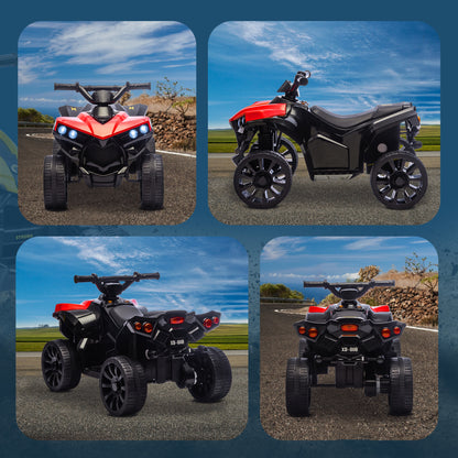6V Electric Ride on Car, Kids ATV 4 Wheeler with Music and LED Headlights, Indoor Outdoor Toy Car for Ages 3-8 Years Boys and Girls, Red