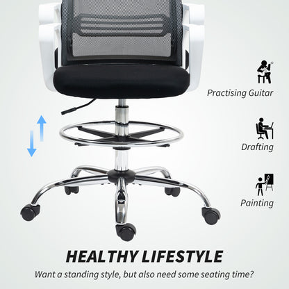 Draughtsman Chair, Mesh Ergonomic Drafting Chair, Black