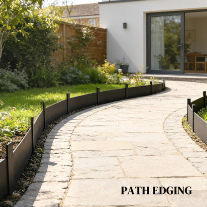5pcs Garden Fence, No Dig Metal Outdoor Picket Fence Panels, Black