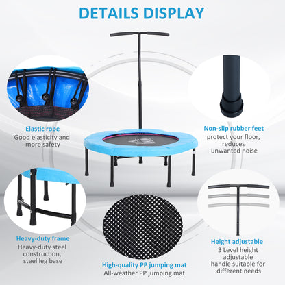 40" Mini Trampoline, Rebounder Jumper w/ Adjustable Handle, Blue