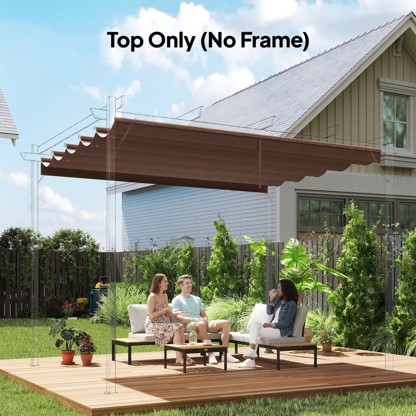 2.55x2.5 m Pergola Cover Replacement for 3x3 m Frame, Brown