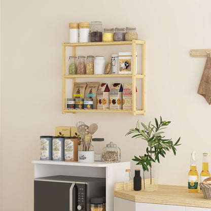 3-Tier Bamboo Adjustable Bathroom Storage Shelf, Natural