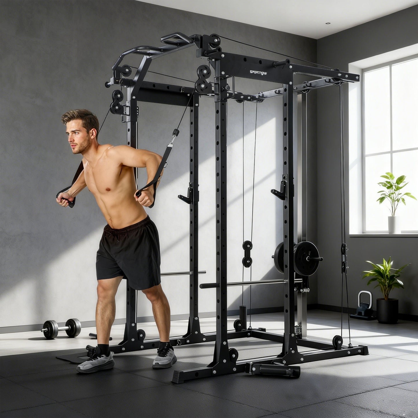 Cable Crossover Machine, 300kg Multi Gym Cable Pulley System