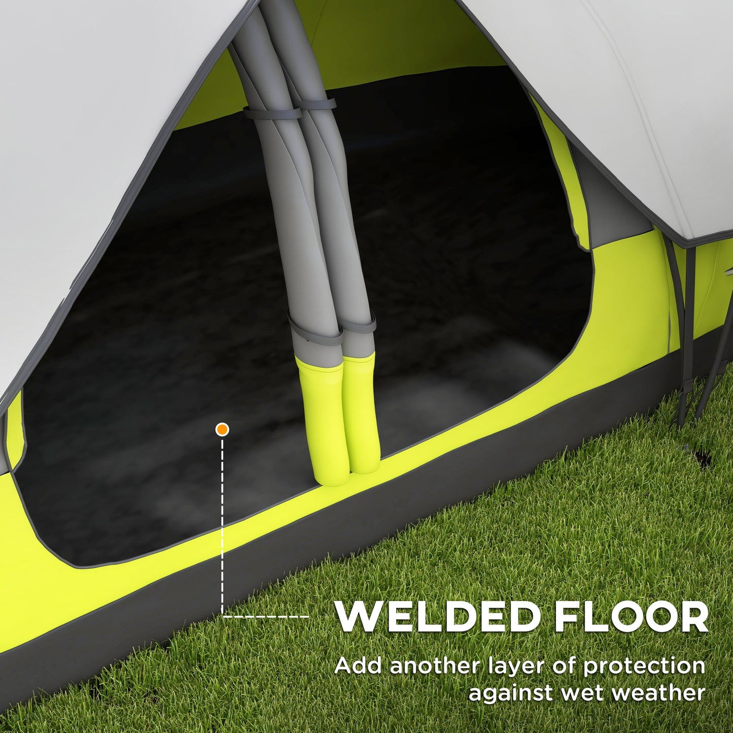 2 Room Camping Tent with Waterproof Rainfly & Screen Panels Yellow