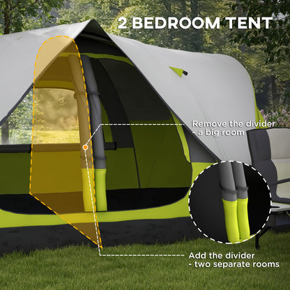 2 Room Camping Tent with Waterproof Rainfly & Screen Panels Yellow