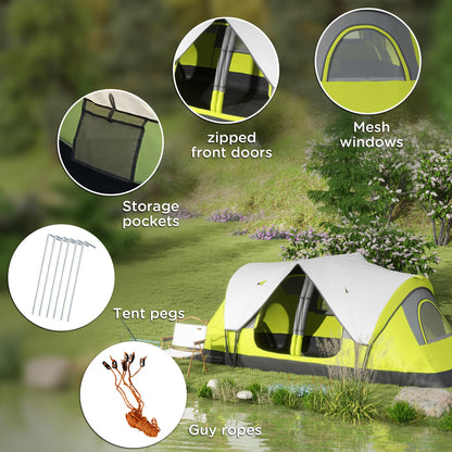 2 Room Camping Tent with Waterproof Rainfly & Screen Panels Yellow