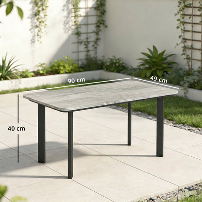 Outdoor Coffee Table, Garden Table with Slatted WPC Top, Grey
