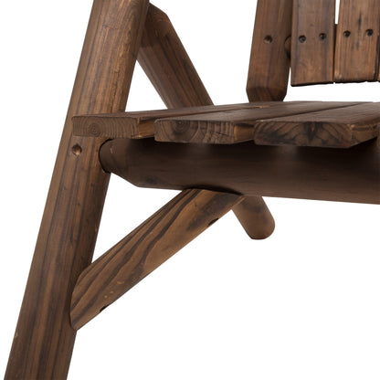 Wood Patio Bench 2 Seats w/ Centre Coffee Table, Carbonized