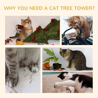 Floor to Ceiling Cat Tree for Indoor Cats 5-Tier Kitty Tower Climbing Activity Center Scratching Post Adjustable Height 230-260 cm Beige