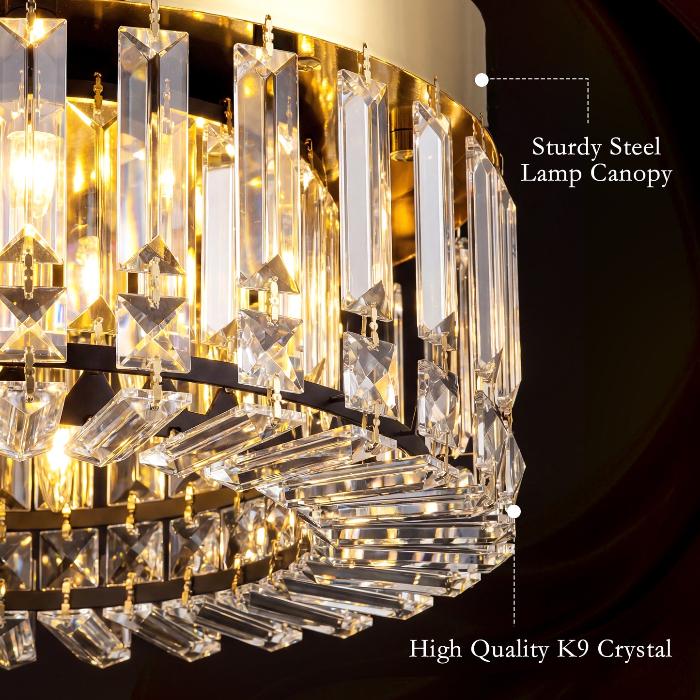 Crystal Ceiling Light with 160 Crystal Pendants, Gold Tone