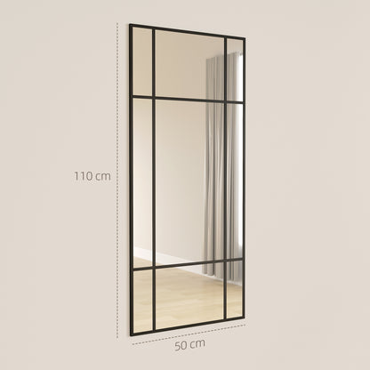 Window Style Vanity Mirror 110 x 50cm Hanging Wall Mirror Black