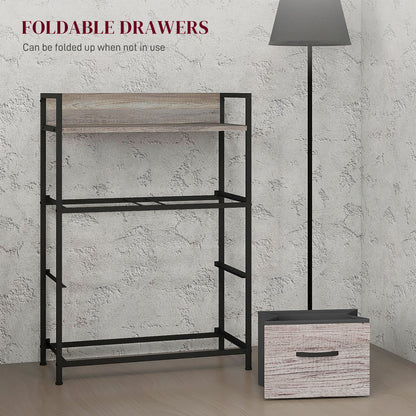 Bedroom Chest of Drawers 4 Drawer Dresser w/ Shelf, Grey Wood Effect