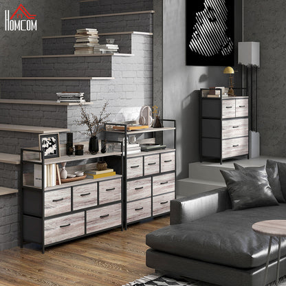 Bedroom Chest of Drawers 4 Drawer Dresser w/ Shelf, Grey Wood Effect