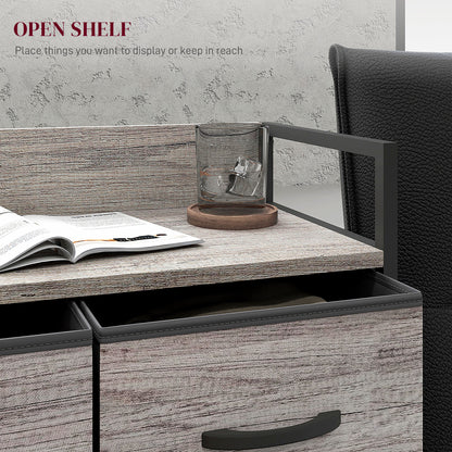 Bedroom Chest of Drawers 4 Drawer Dresser w/ Shelf, Grey Wood Effect