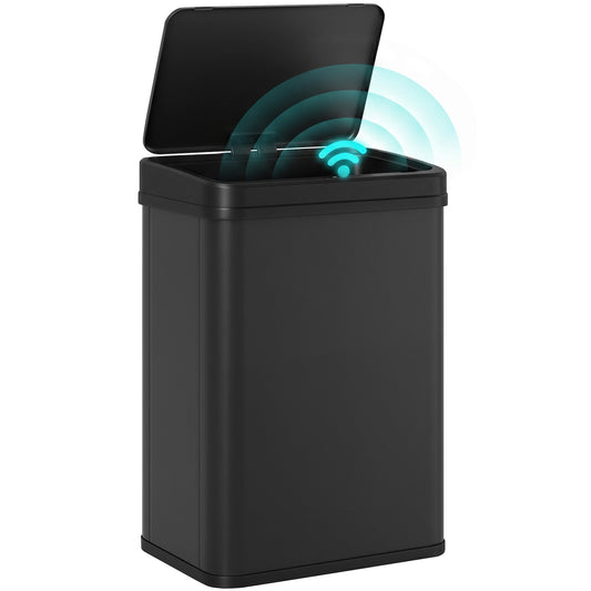 40L Sensor Bin with Quiet Soft-Close Lid, Automatic Touchless Motion Sensor Kitchen Bin with Fingerprint Resistant Stainless Steel for Hygienic Gyms, Home Office Use, Black