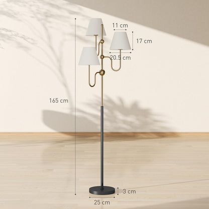 3-Light Floor Lamp, 165 cm Tall Standing Lamp with Foot Switch