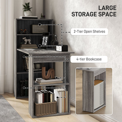 120cm Computer Desk Bookshelf Writing Table Workstation 6 Shelves Grey