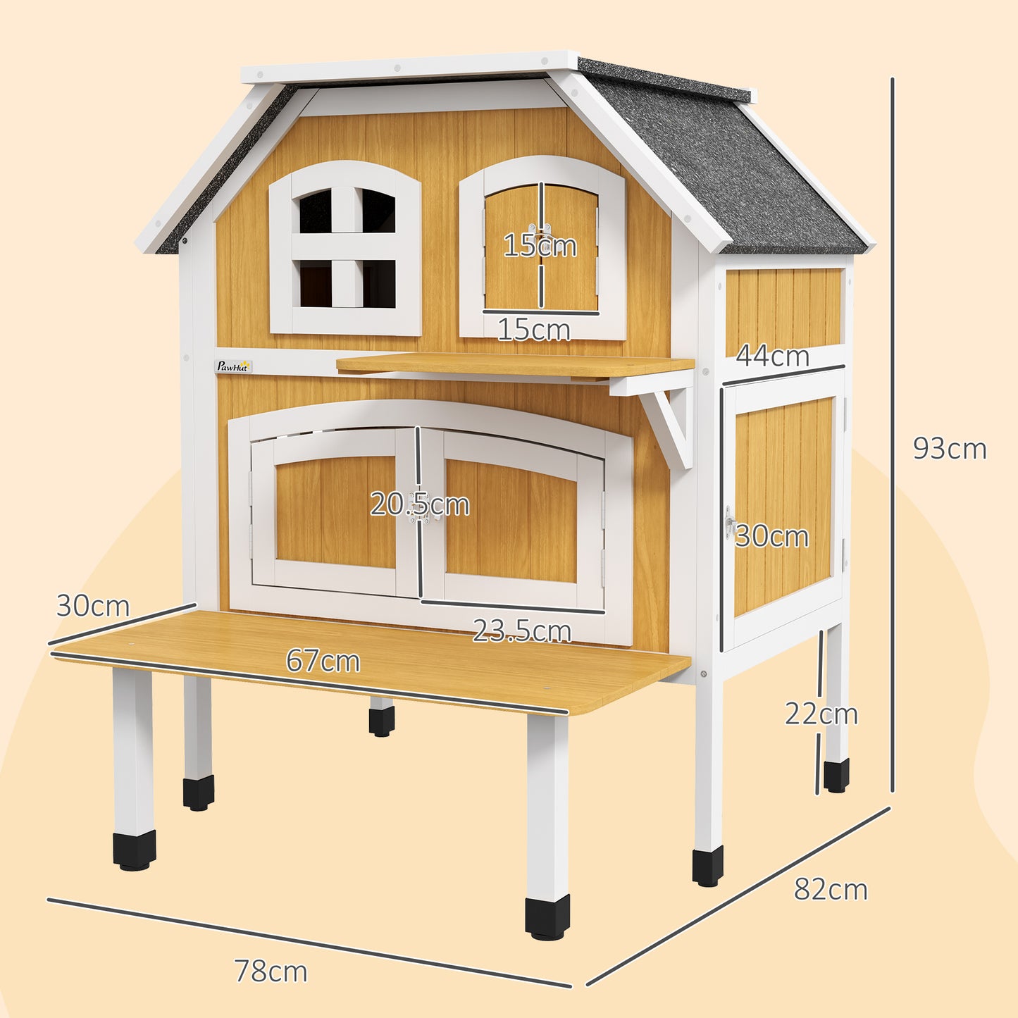 Outdoor Cat House Cat Shelter w/ Openable Asphalt Roof, Escape Doors