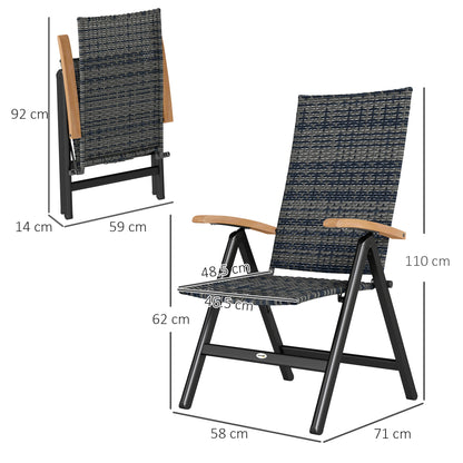 Outdoor Folding Rattan Chair, Dining Chair, Mixed-grey