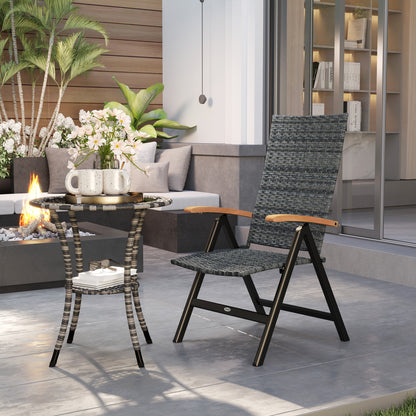 Outdoor Folding Rattan Chair, Dining Chair, Mixed-grey